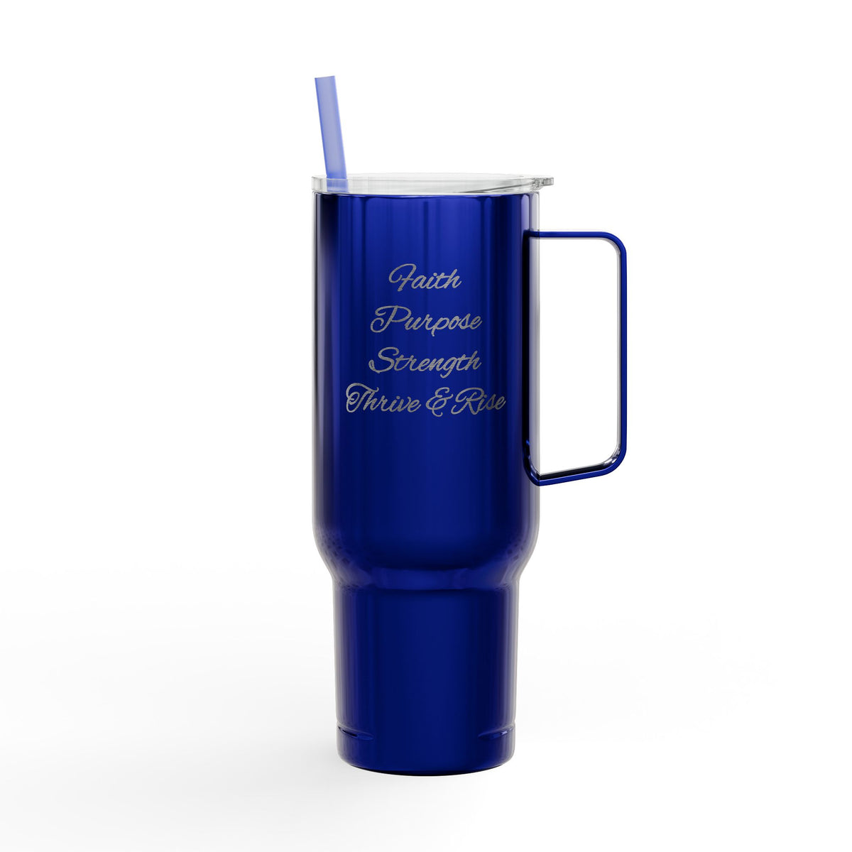 40oz Engraved Tumbler with Lid — "It’s Bigger on a Team but Victorious in Christ" Christian Travel Mug