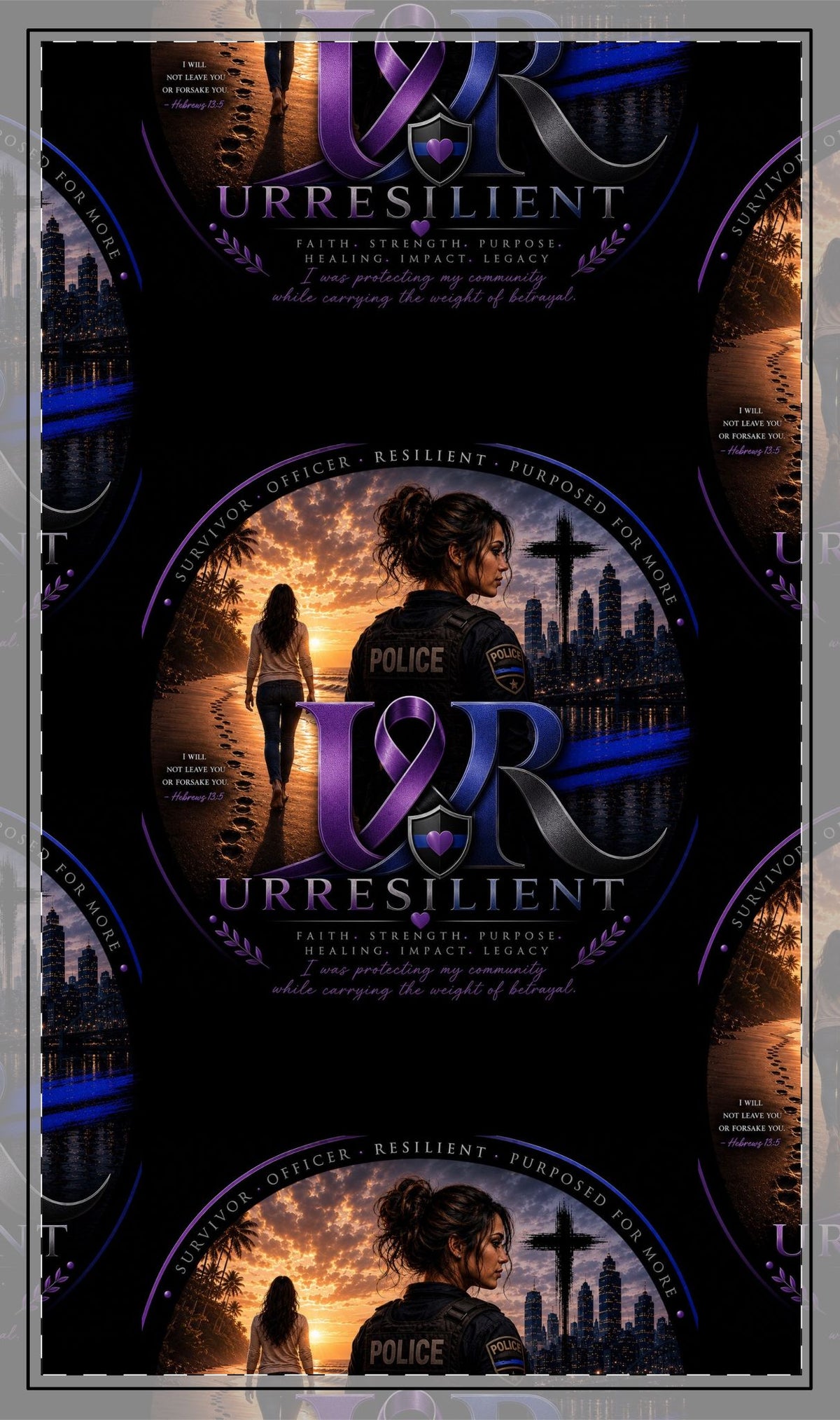 Resilient UR Police Tribute Desk Mat — Thin Blue Line Memorial Mousepad