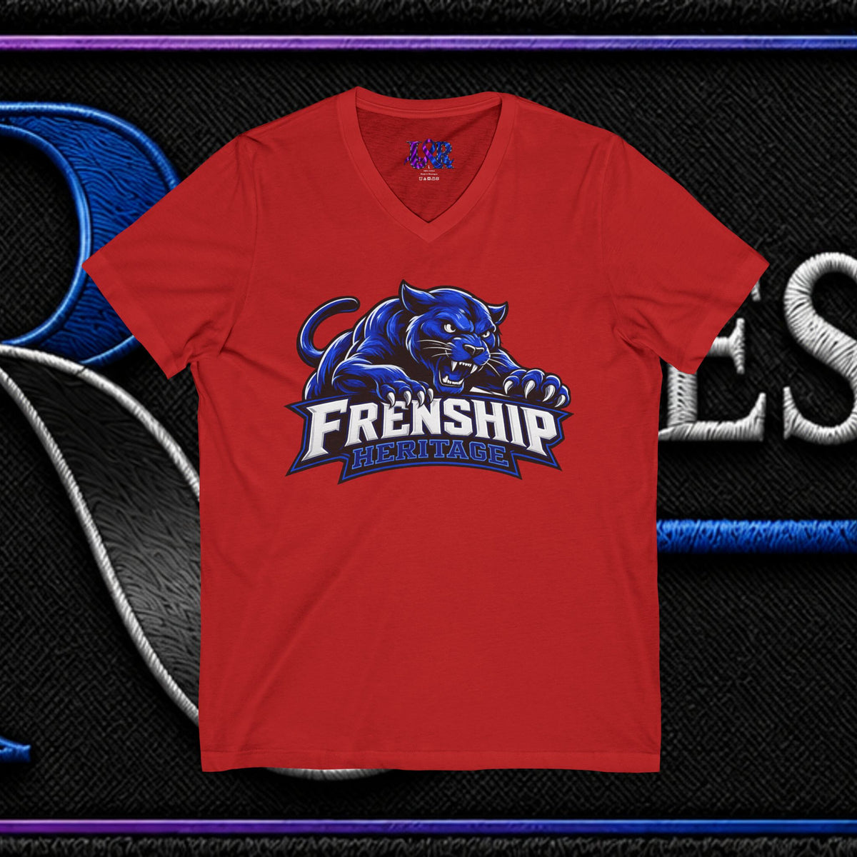 Friendship Panthers Mascot V-Neck Tee — School Spirit Sports T-Shirt