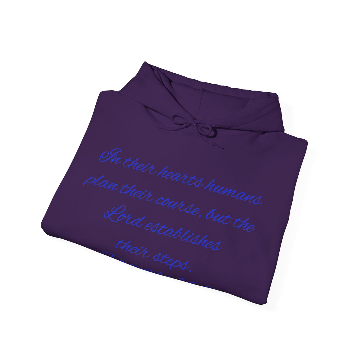 Christian Faith Hoodie — Proverbs 16:9 Inspirational Pullover with Vintage Signback Graphic