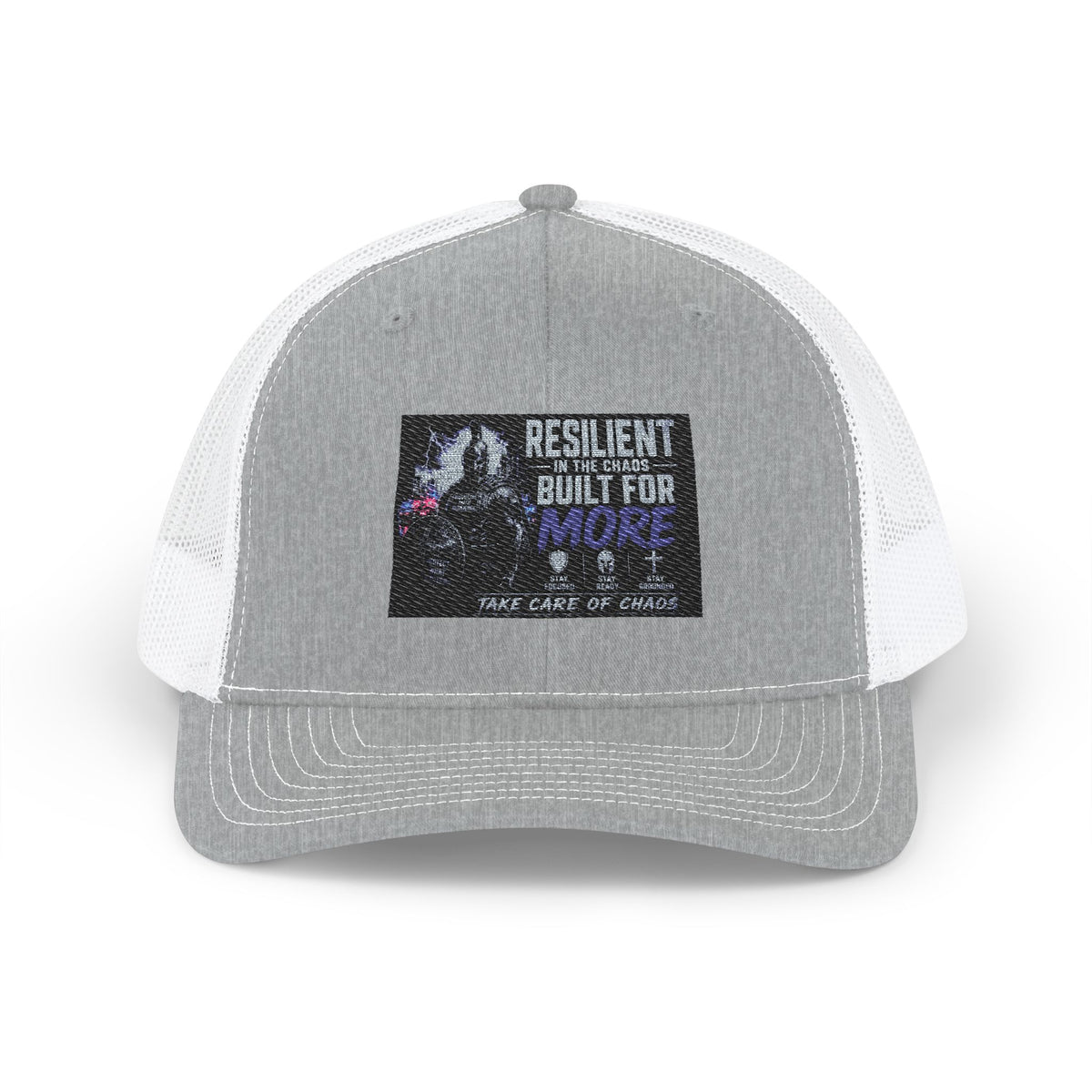 Resilient & Built For Winter Snapback Trucker Cap — Retro Mountain Rescue Patch