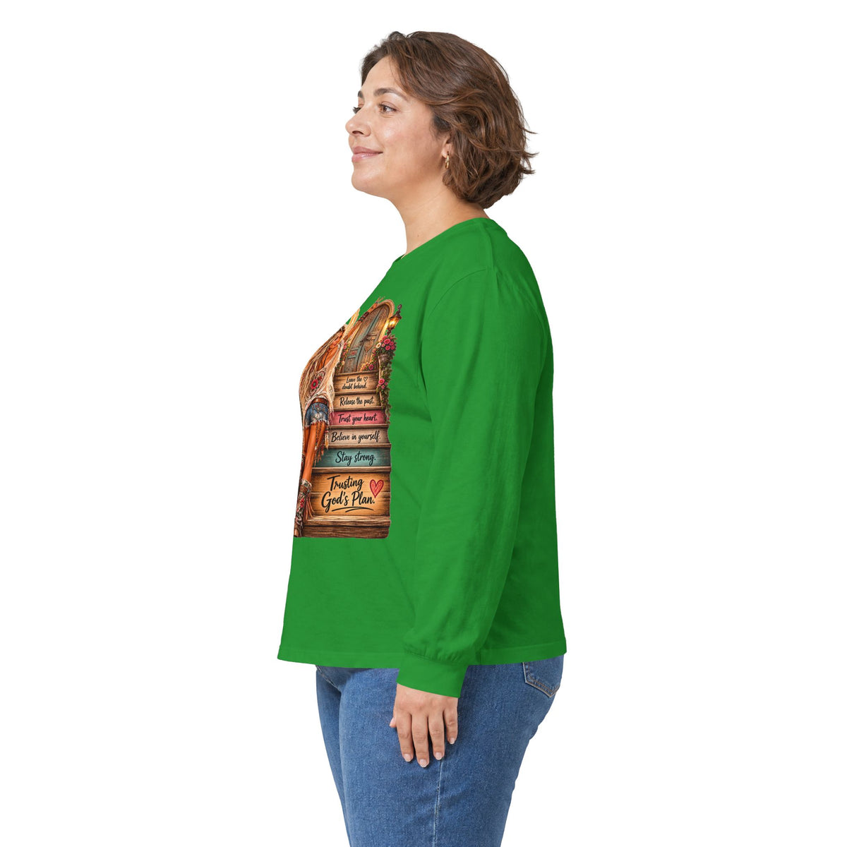 Faithful Journey Long Sleeve Tee — "The Road to God" Inspirational Christian Shirt