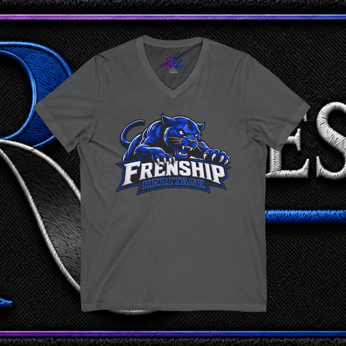 Friendship Panthers Mascot V-Neck Tee — School Spirit Sports T-Shirt