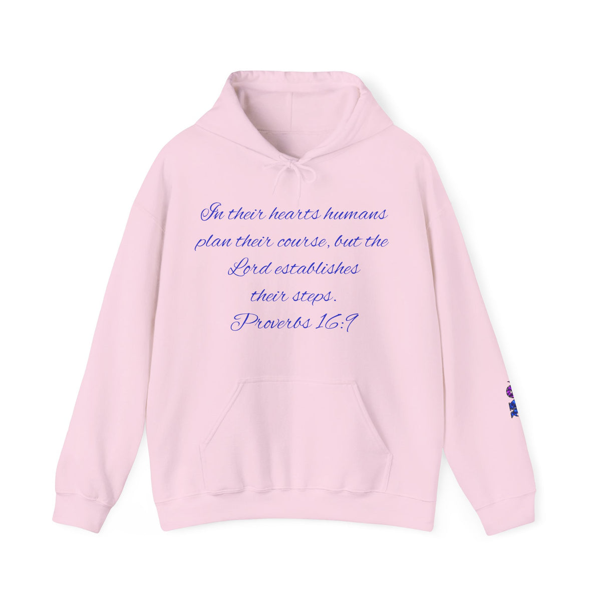 Christian Faith Hoodie — Proverbs 16:9 Inspirational Pullover with Vintage Signback Graphic