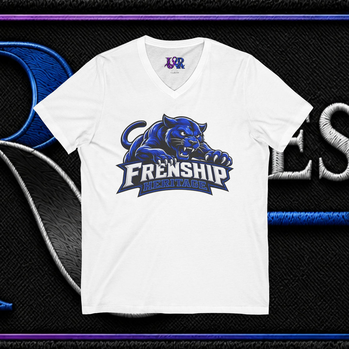 Friendship Panthers Mascot V-Neck Tee — School Spirit Sports T-Shirt