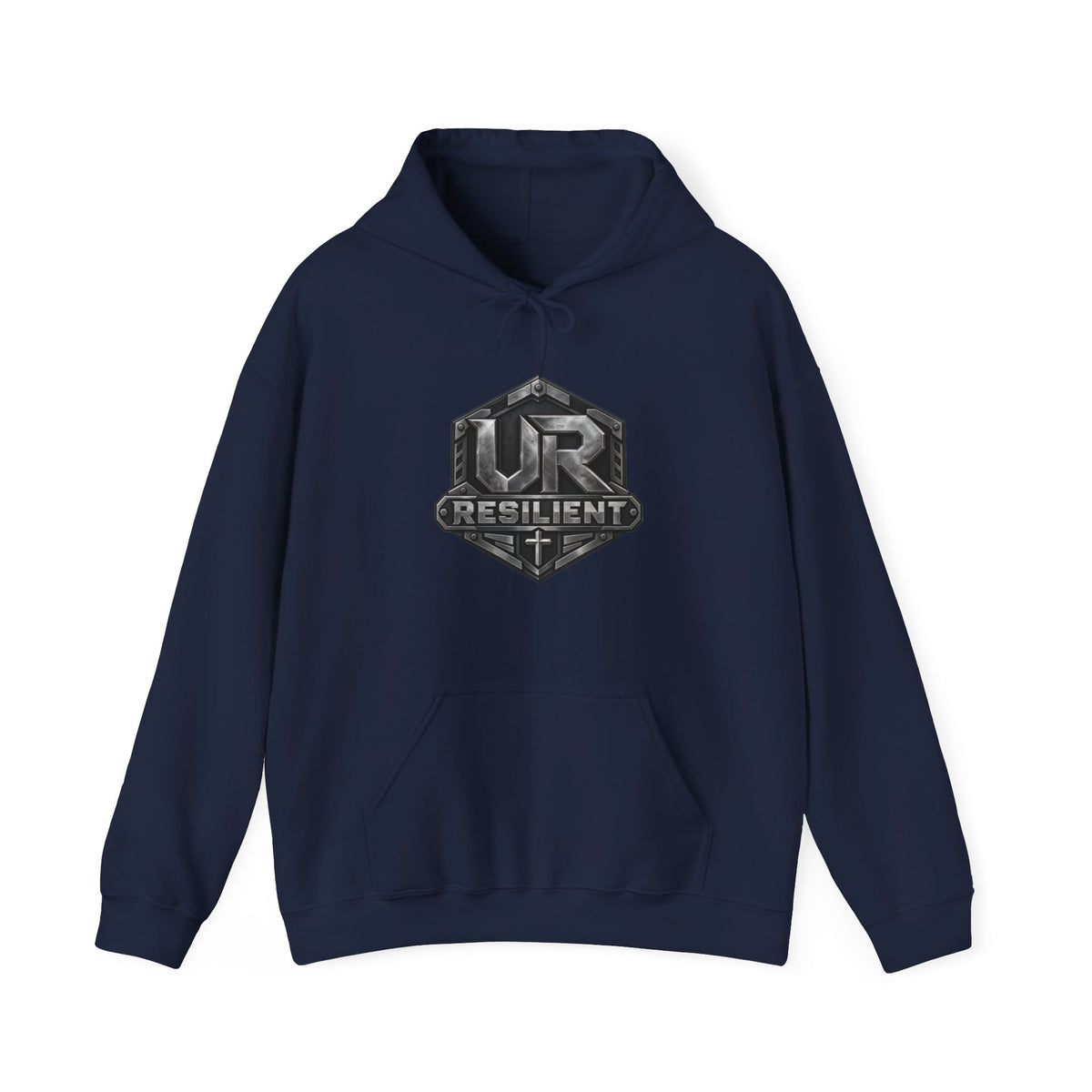 Resilient Shield Hoodie — Vintage Emblem Christian Faith Pullover
