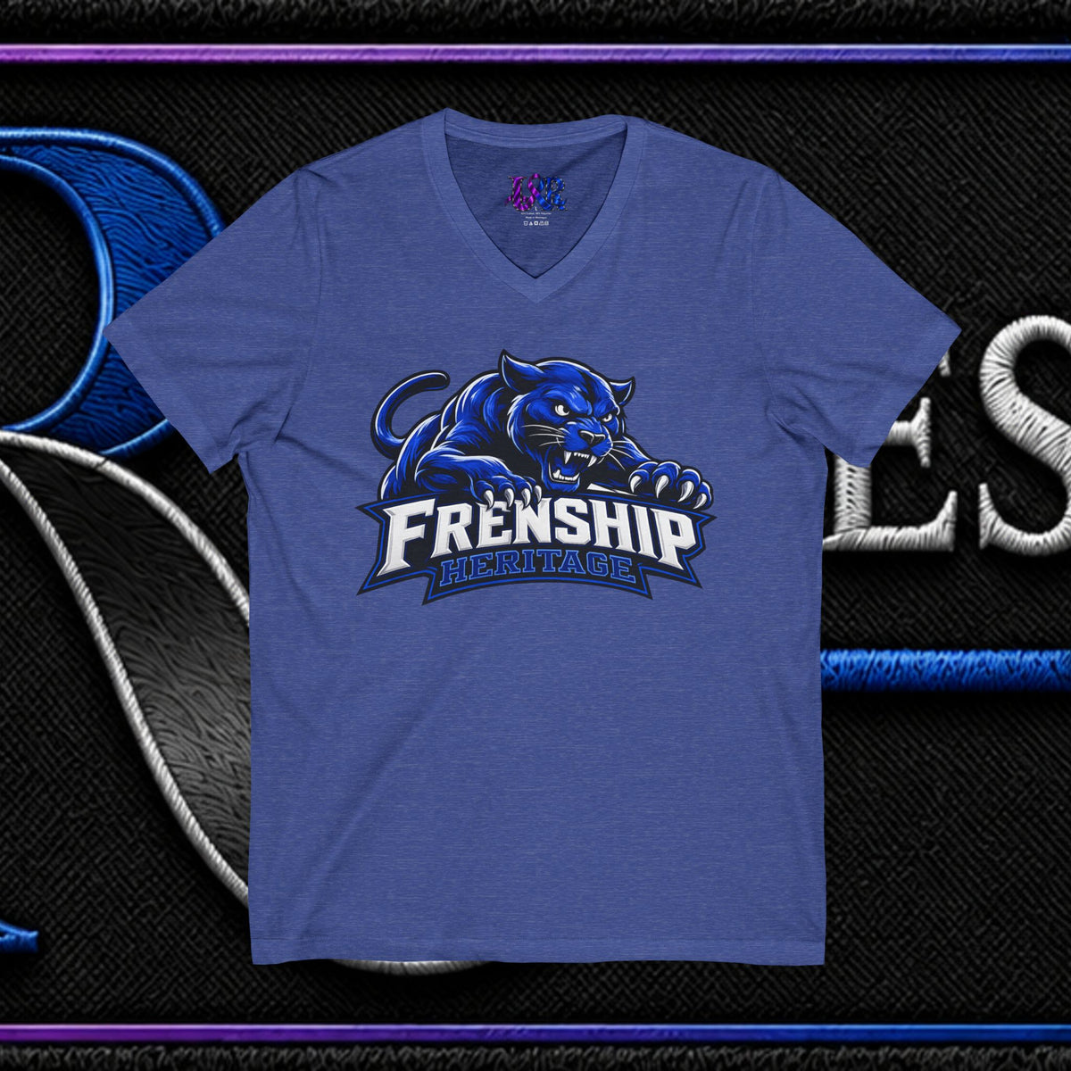 Friendship Panthers Mascot V-Neck Tee — School Spirit Sports T-Shirt