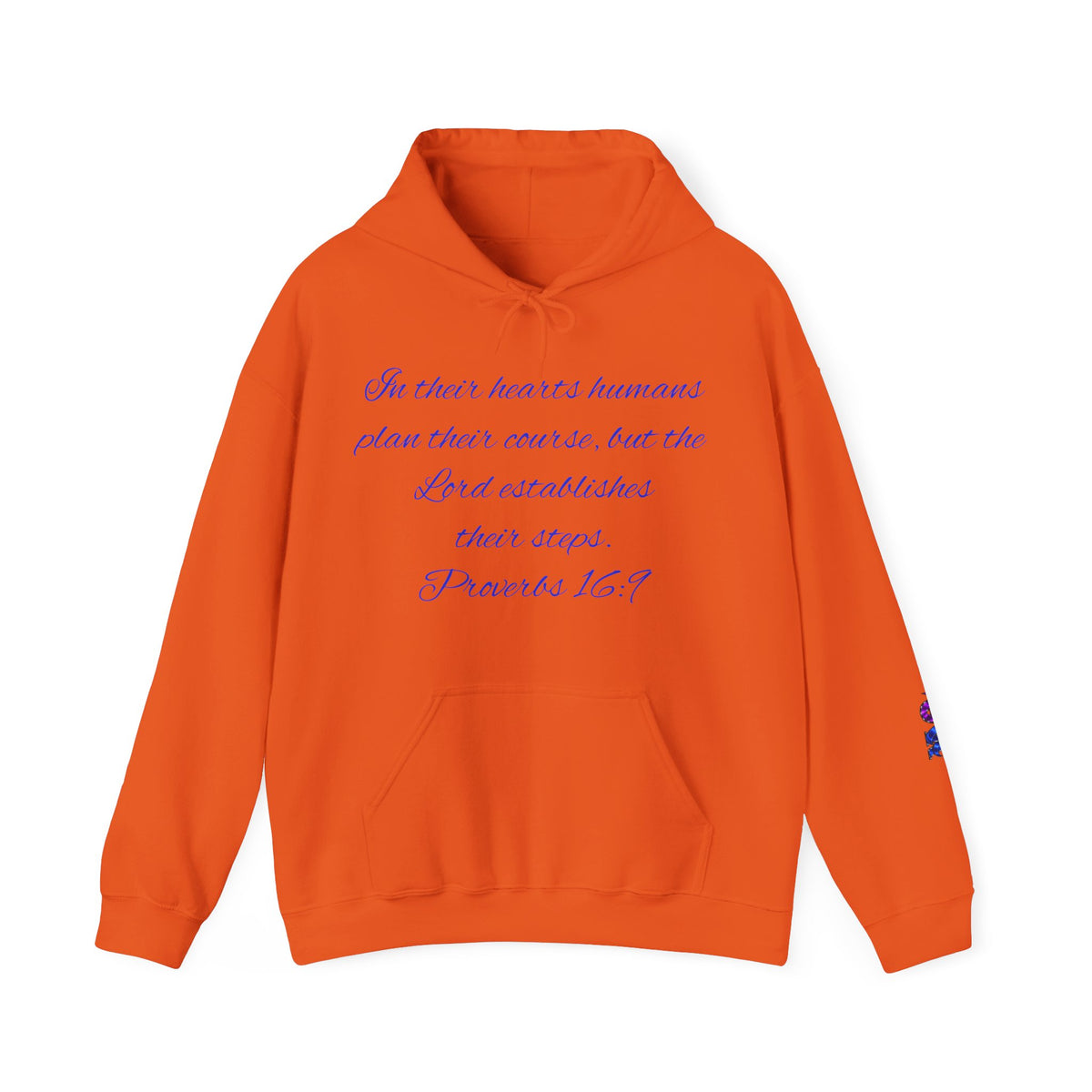 Christian Faith Hoodie — Proverbs 16:9 Inspirational Pullover with Vintage Signback Graphic