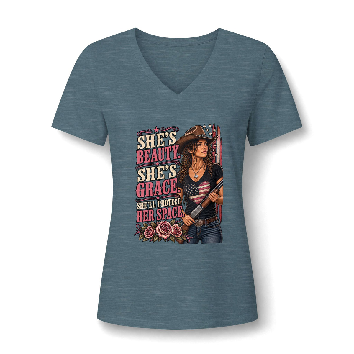 Women's Relaxed Heather CVC V-Neck Tee
