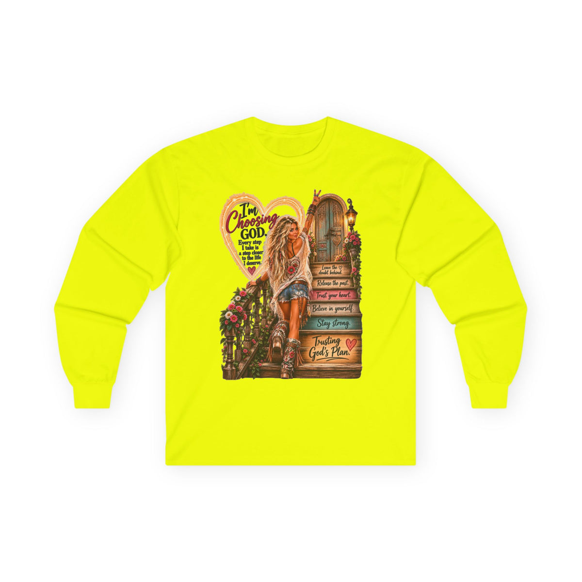 Faithful Journey Long Sleeve Tee — "The Road to God" Inspirational Christian Shirt
