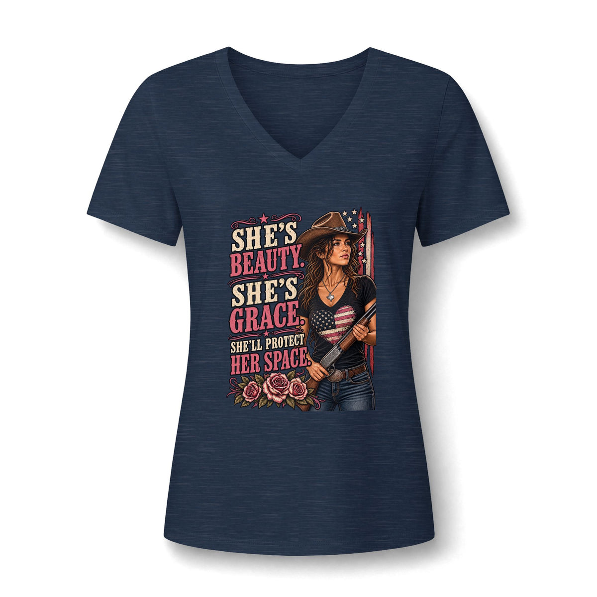 Women's Relaxed Heather CVC V-Neck Tee