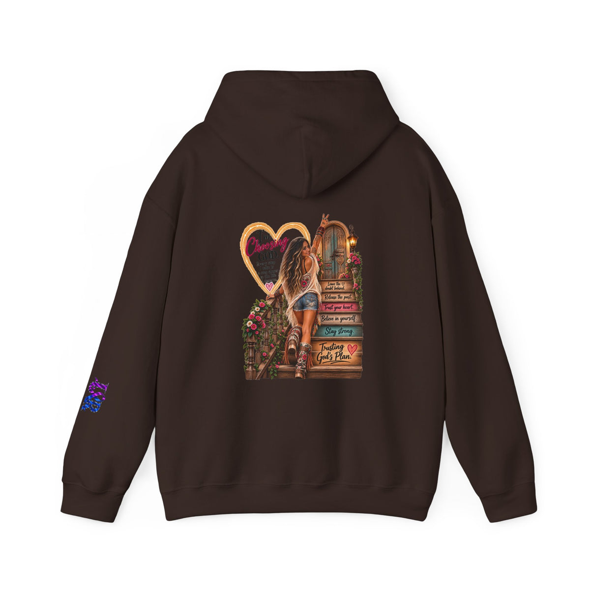 Christian Faith Hoodie — Proverbs 16:9 Inspirational Pullover with Vintage Signback Graphic