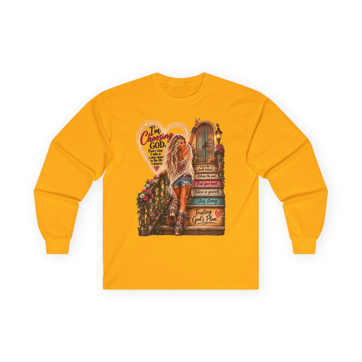 Faithful Journey Long Sleeve Tee — "The Road to God" Inspirational Christian Shirt