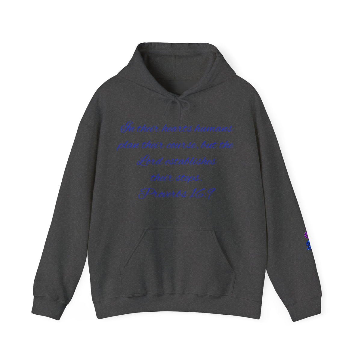 Christian Faith Hoodie — Proverbs 16:9 Inspirational Pullover with Vintage Signback Graphic