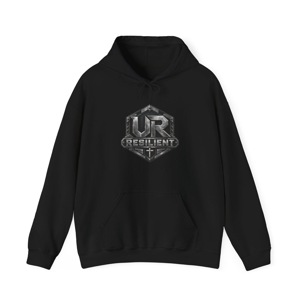 Resilient Shield Hoodie — Vintage Emblem Christian Faith Pullover