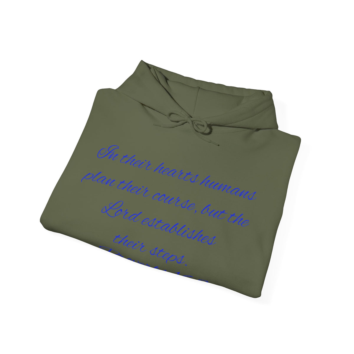 Christian Faith Hoodie — Proverbs 16:9 Inspirational Pullover with Vintage Signback Graphic