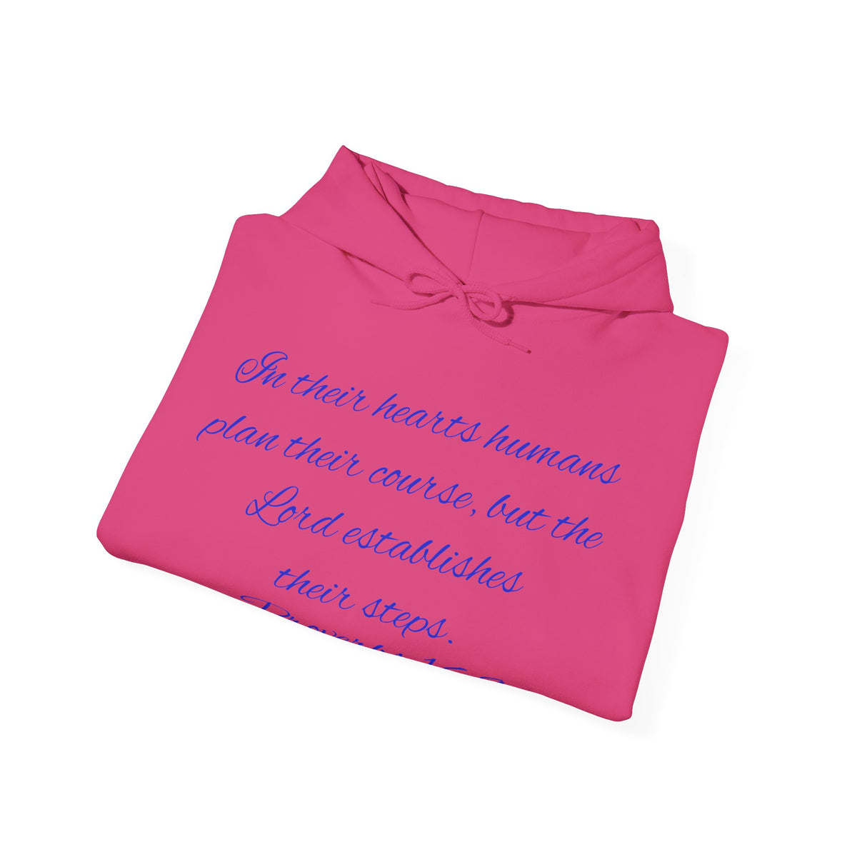 Christian Faith Hoodie — Proverbs 16:9 Inspirational Pullover with Vintage Signback Graphic