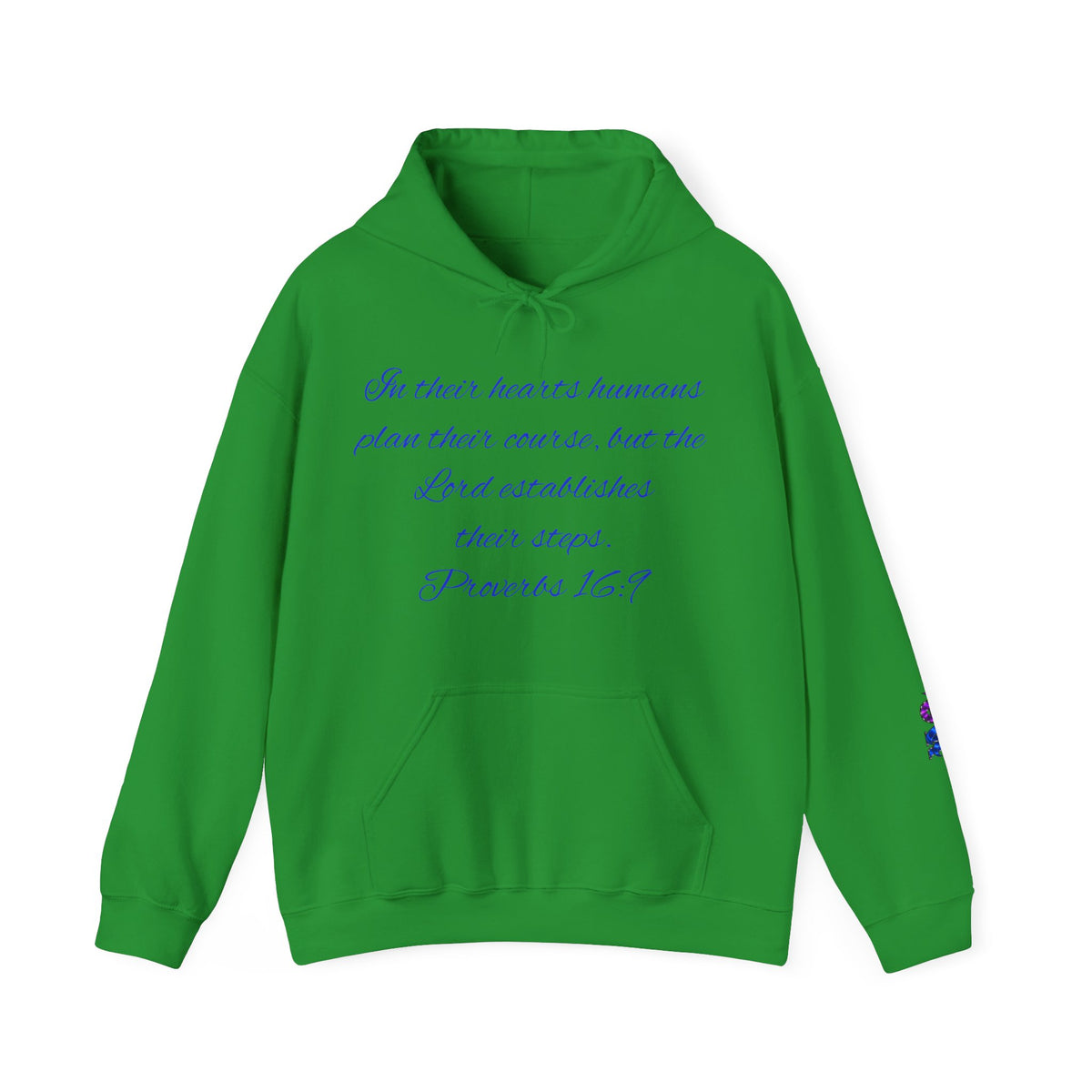Christian Faith Hoodie — Proverbs 16:9 Inspirational Pullover with Vintage Signback Graphic