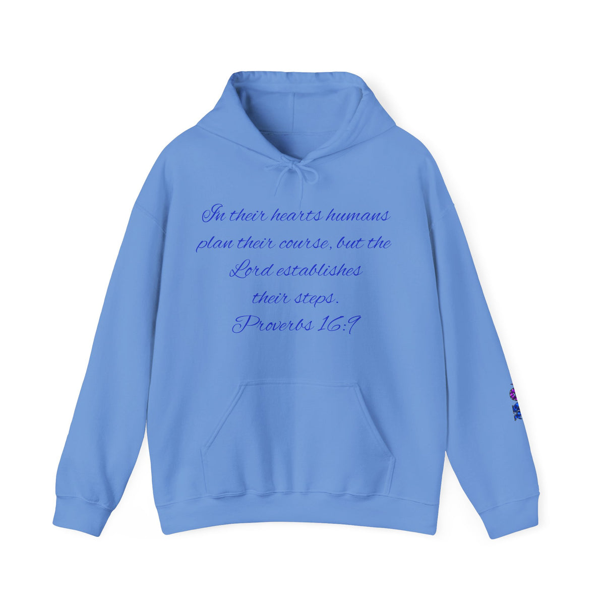 Christian Faith Hoodie — Proverbs 16:9 Inspirational Pullover with Vintage Signback Graphic