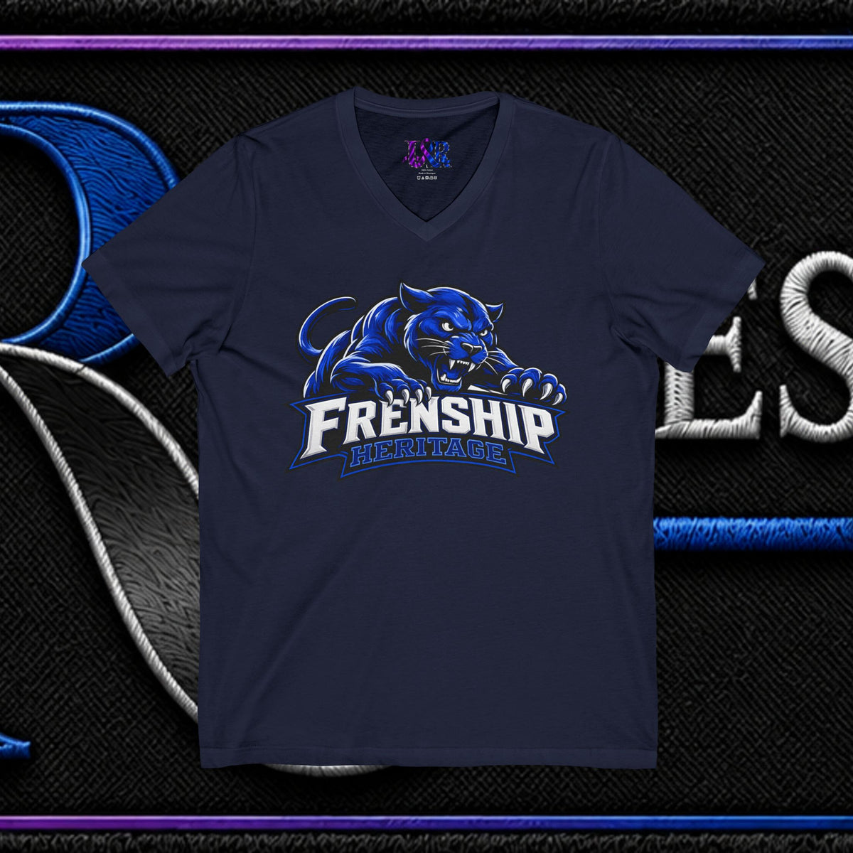Friendship Panthers Mascot V-Neck Tee — School Spirit Sports T-Shirt