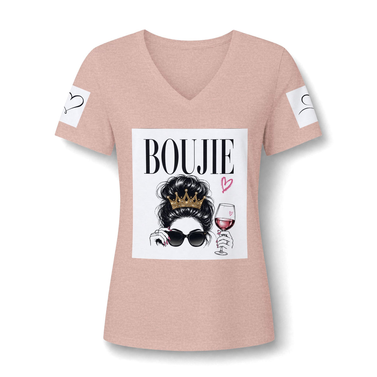 Boujie Wine & Crown V‑Neck Tee — Women's Boujee Graphic T‑Shirt