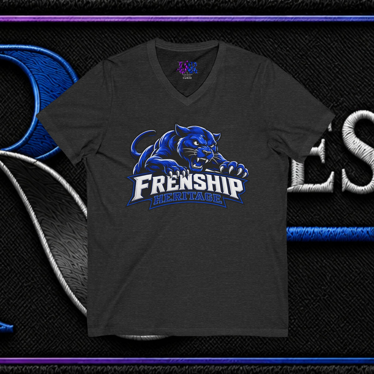 Friendship Panthers Mascot V-Neck Tee — School Spirit Sports T-Shirt