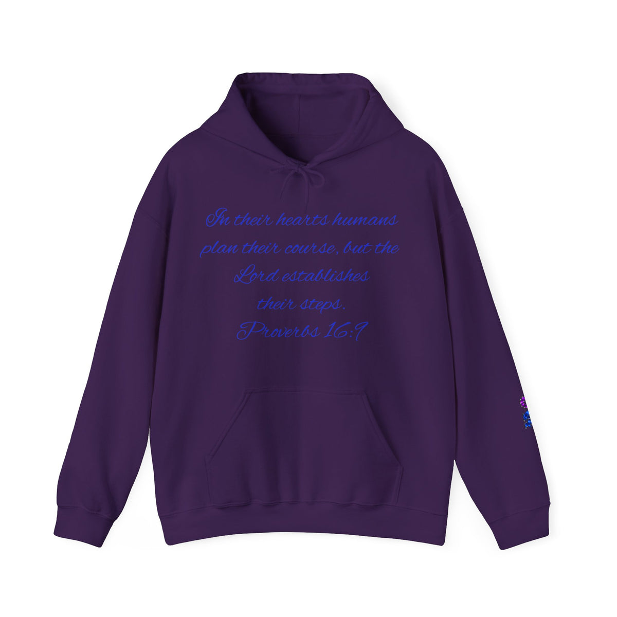 Christian Faith Hoodie — Proverbs 16:9 Inspirational Pullover with Vintage Signback Graphic