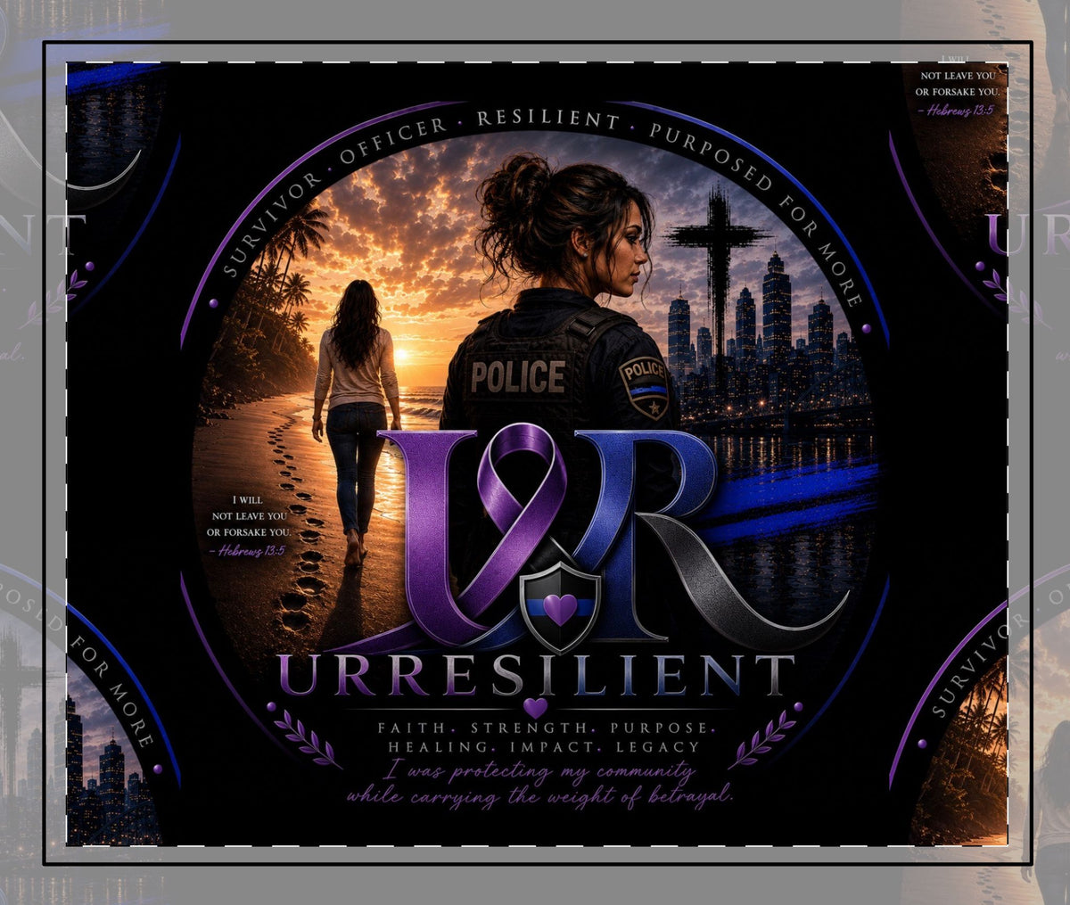 Resilient UR Police Tribute Desk Mat — Thin Blue Line Memorial Mousepad