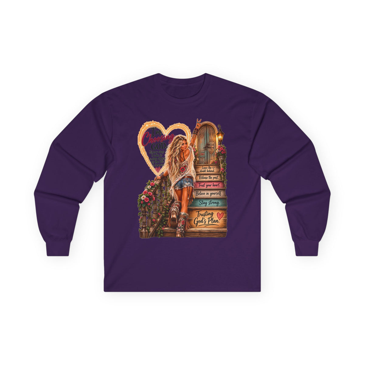 Faithful Journey Long Sleeve Tee — "The Road to God" Inspirational Christian Shirt