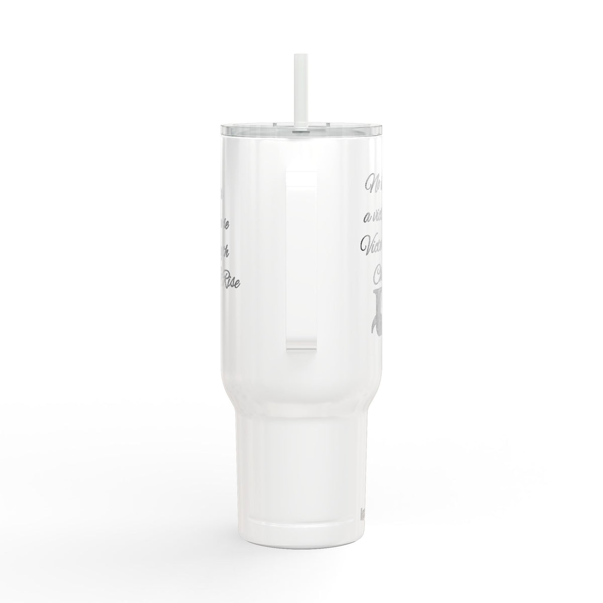 40oz Engraved Tumbler with Lid — "It’s Bigger on a Team but Victorious in Christ" Christian Travel Mug
