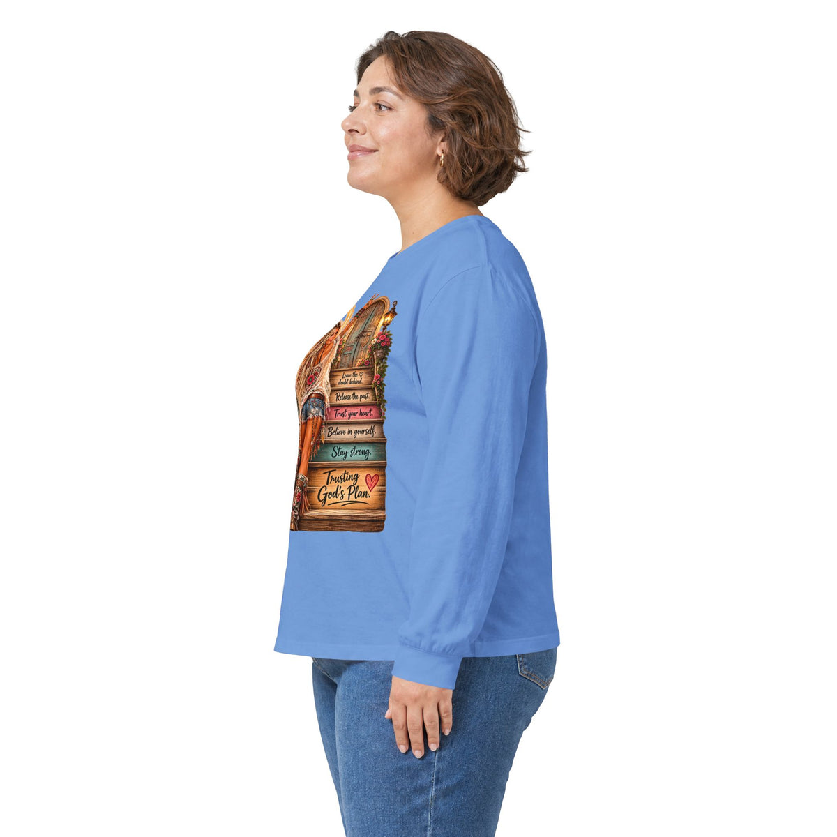 Faithful Journey Long Sleeve Tee — "The Road to God" Inspirational Christian Shirt