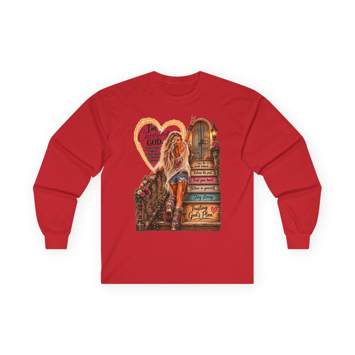 Faithful Journey Long Sleeve Tee — "The Road to God" Inspirational Christian Shirt