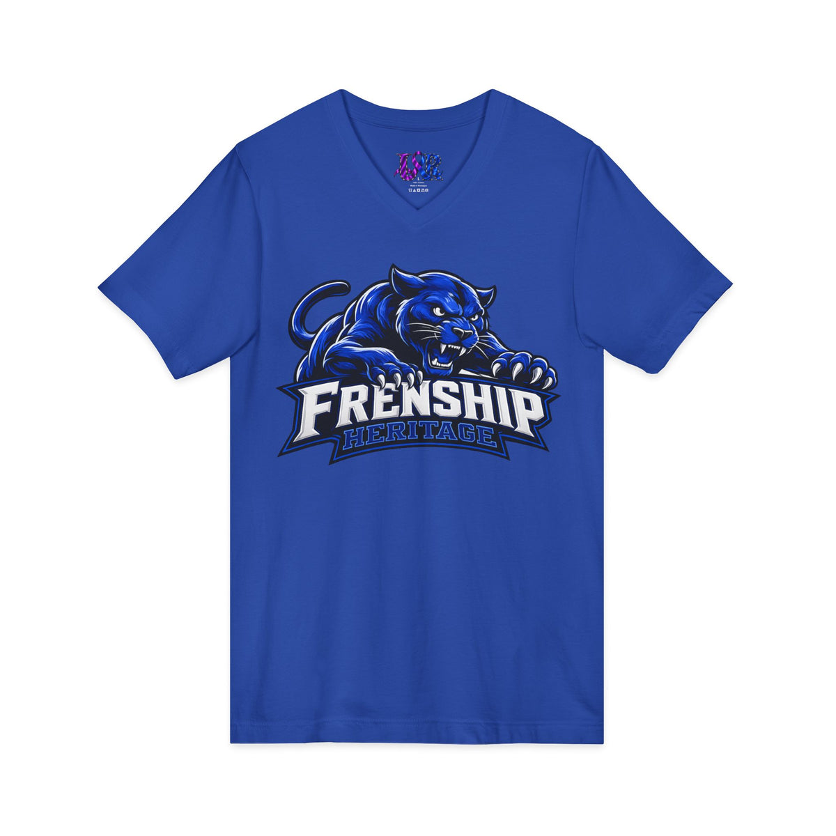 Friendship Panthers Mascot V-Neck Tee — School Spirit Sports T-Shirt