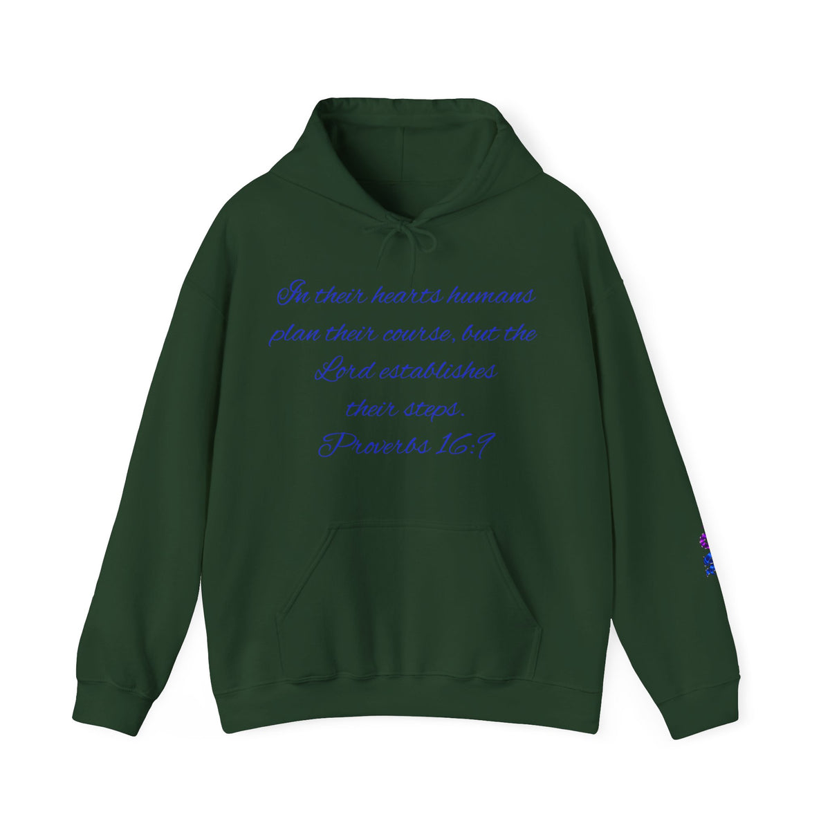 Christian Faith Hoodie — Proverbs 16:9 Inspirational Pullover with Vintage Signback Graphic