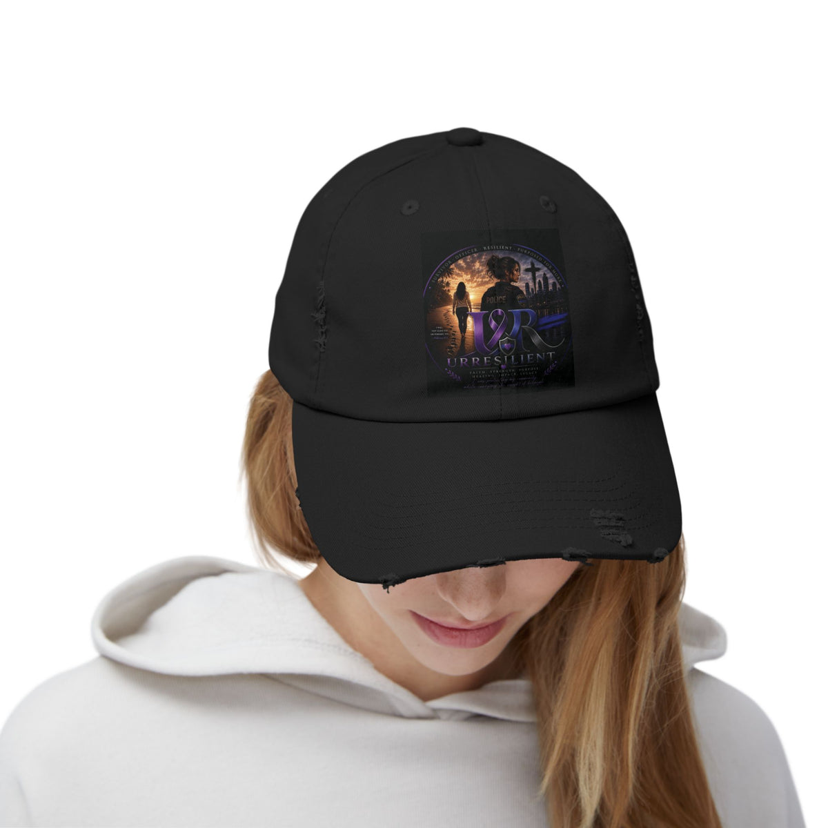 Distressed Baseball Cap — Retro Sci‑Fi Poster Design