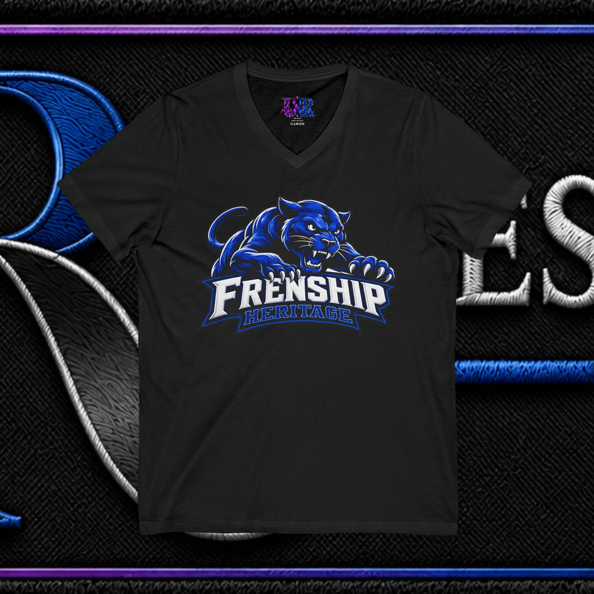 Friendship Panthers Mascot V-Neck Tee — School Spirit Sports T-Shirt
