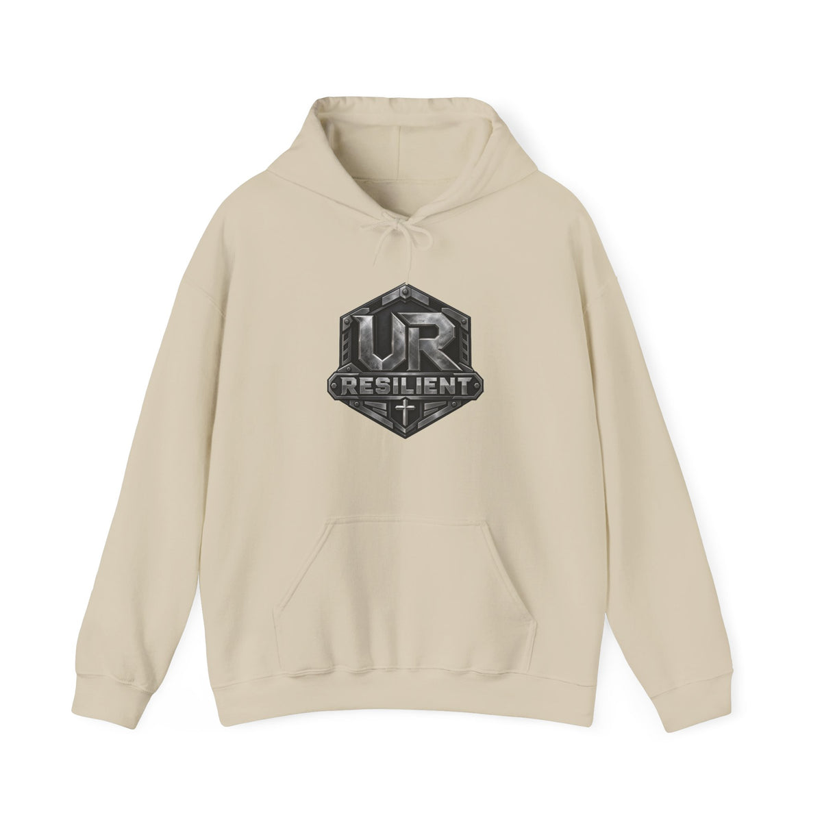 Resilient Shield Hoodie — Vintage Emblem Christian Faith Pullover