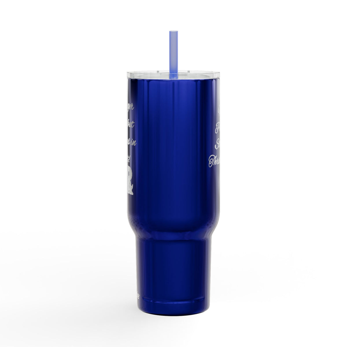 40oz Engraved Tumbler with Lid — "It’s Bigger on a Team but Victorious in Christ" Christian Travel Mug