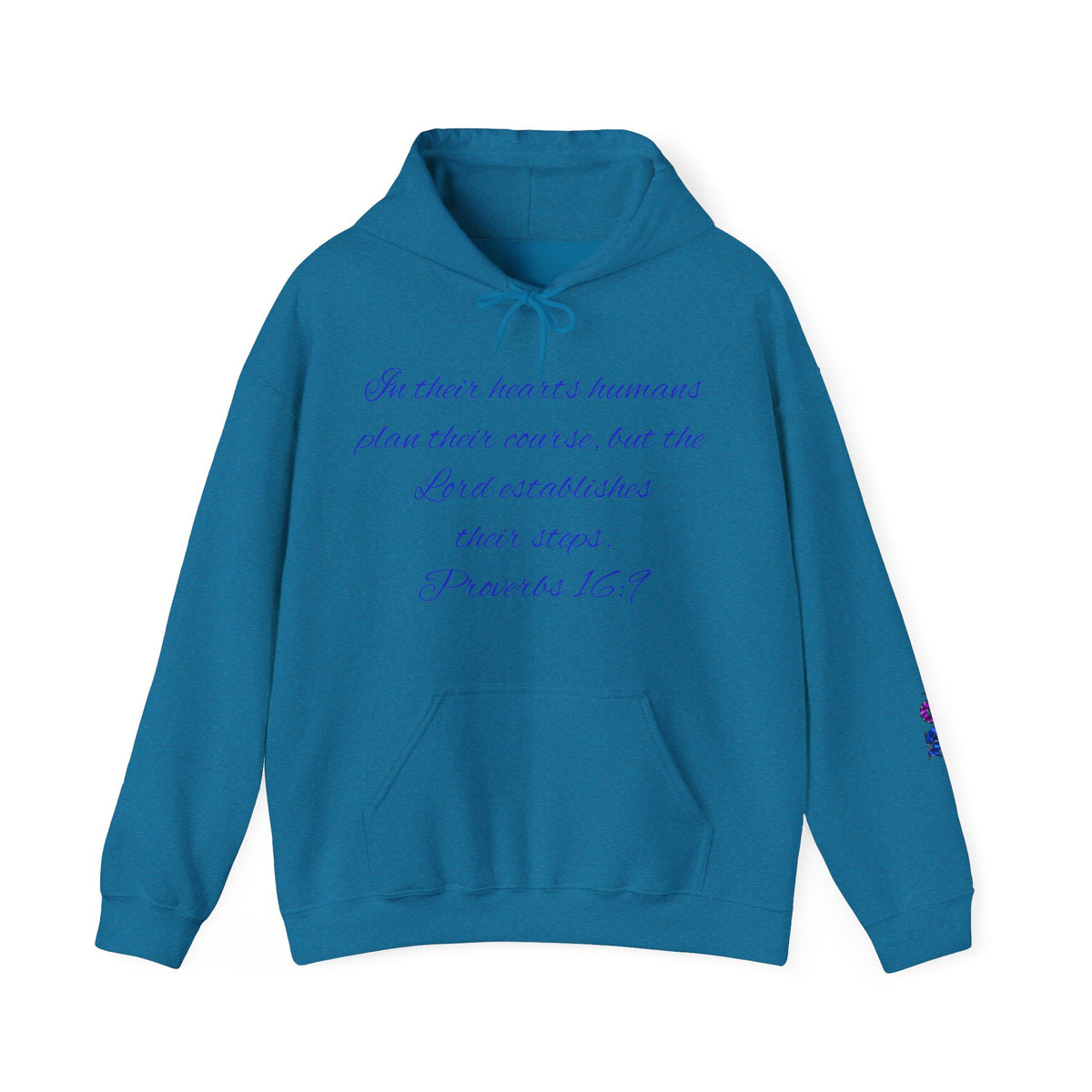 Christian Faith Hoodie — Proverbs 16:9 Inspirational Pullover with Vintage Signback Graphic