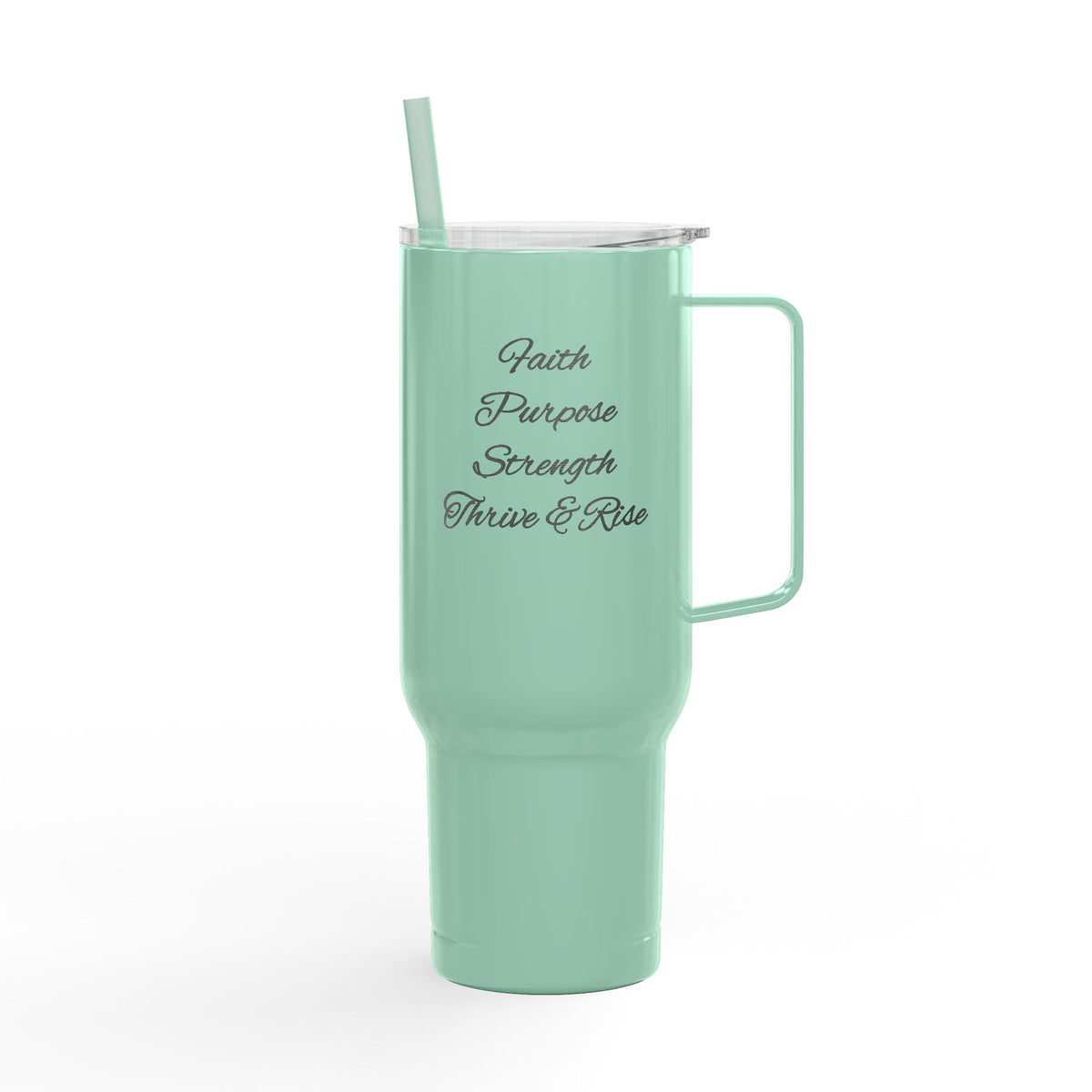 40oz Engraved Tumbler with Lid — "It’s Bigger on a Team but Victorious in Christ" Christian Travel Mug
