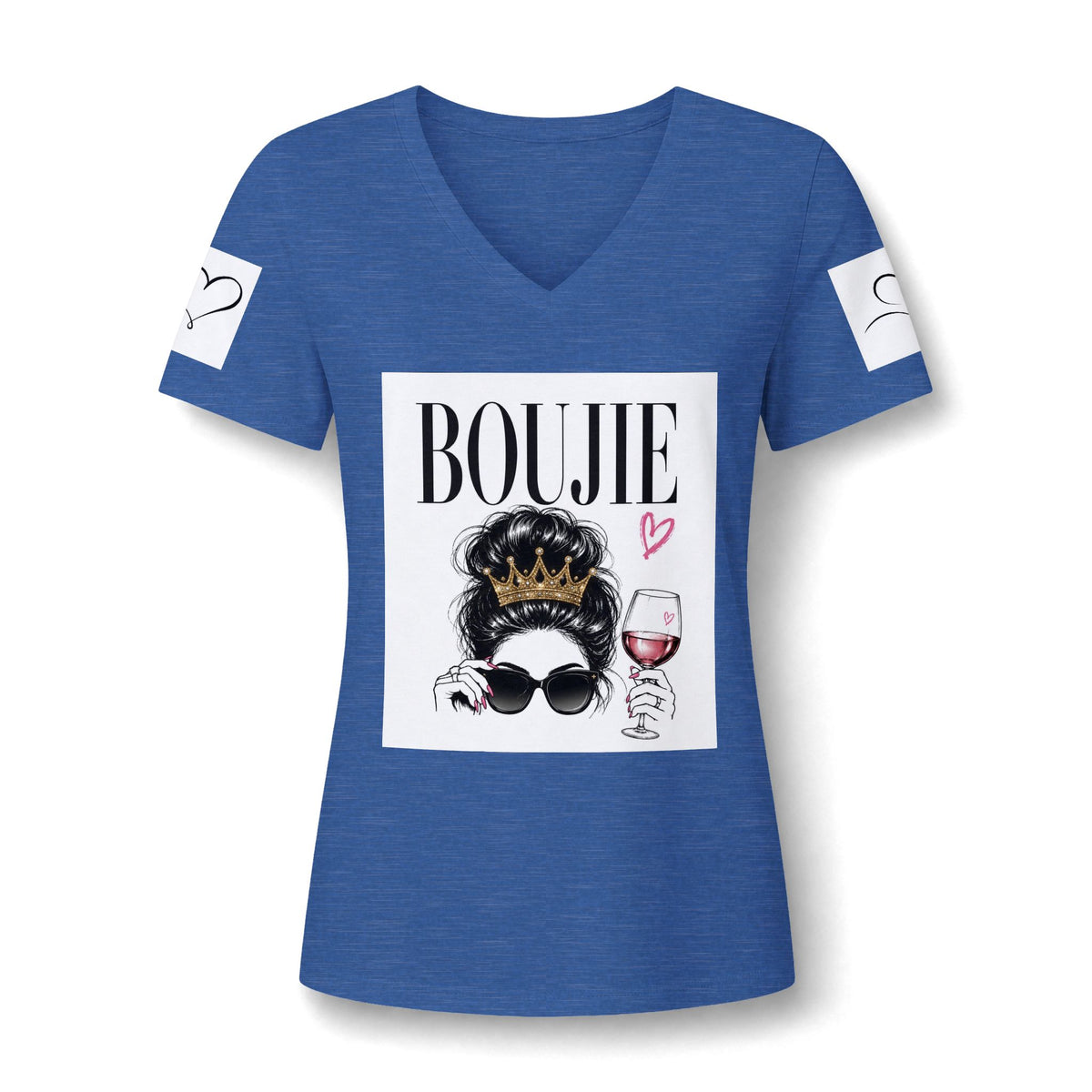 Boujie Wine & Crown V‑Neck Tee — Women's Boujee Graphic T‑Shirt