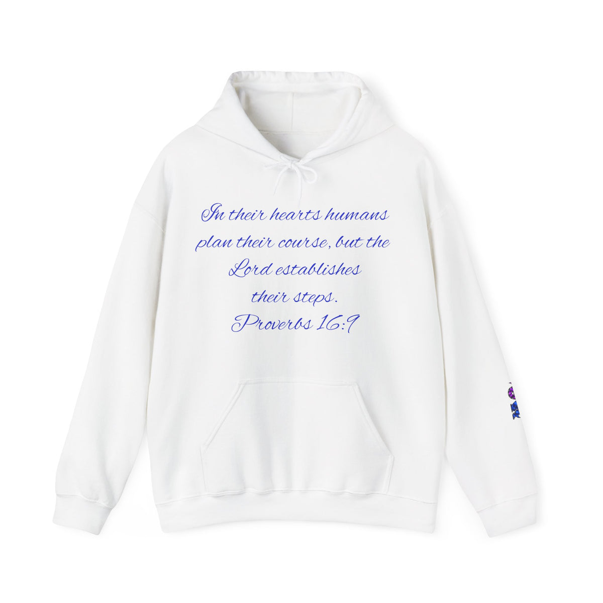 Christian Faith Hoodie — Proverbs 16:9 Inspirational Pullover with Vintage Signback Graphic