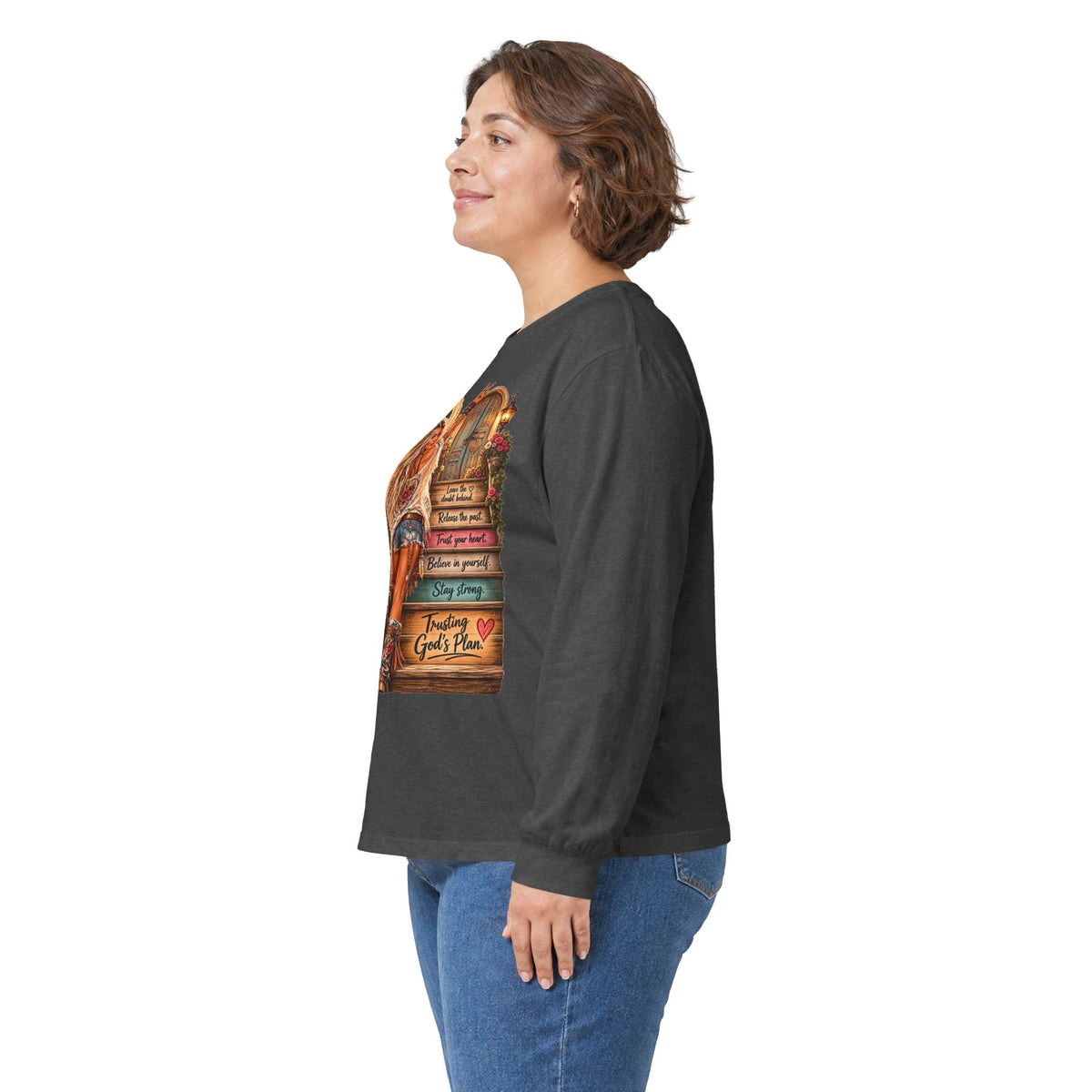 Faithful Journey Long Sleeve Tee — "The Road to God" Inspirational Christian Shirt