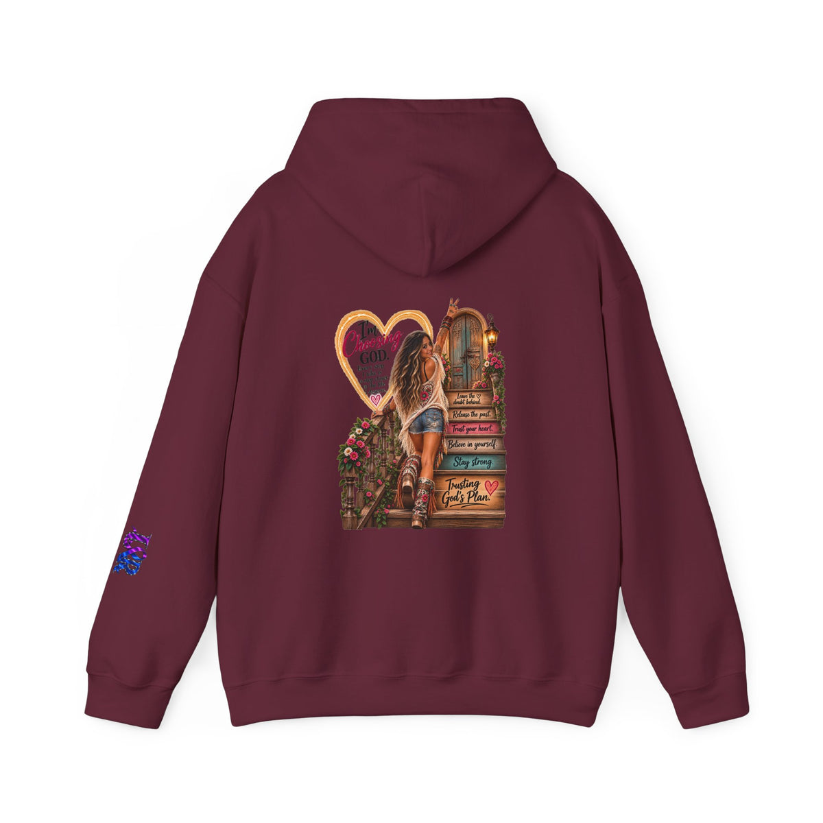 Christian Faith Hoodie — Proverbs 16:9 Inspirational Pullover with Vintage Signback Graphic