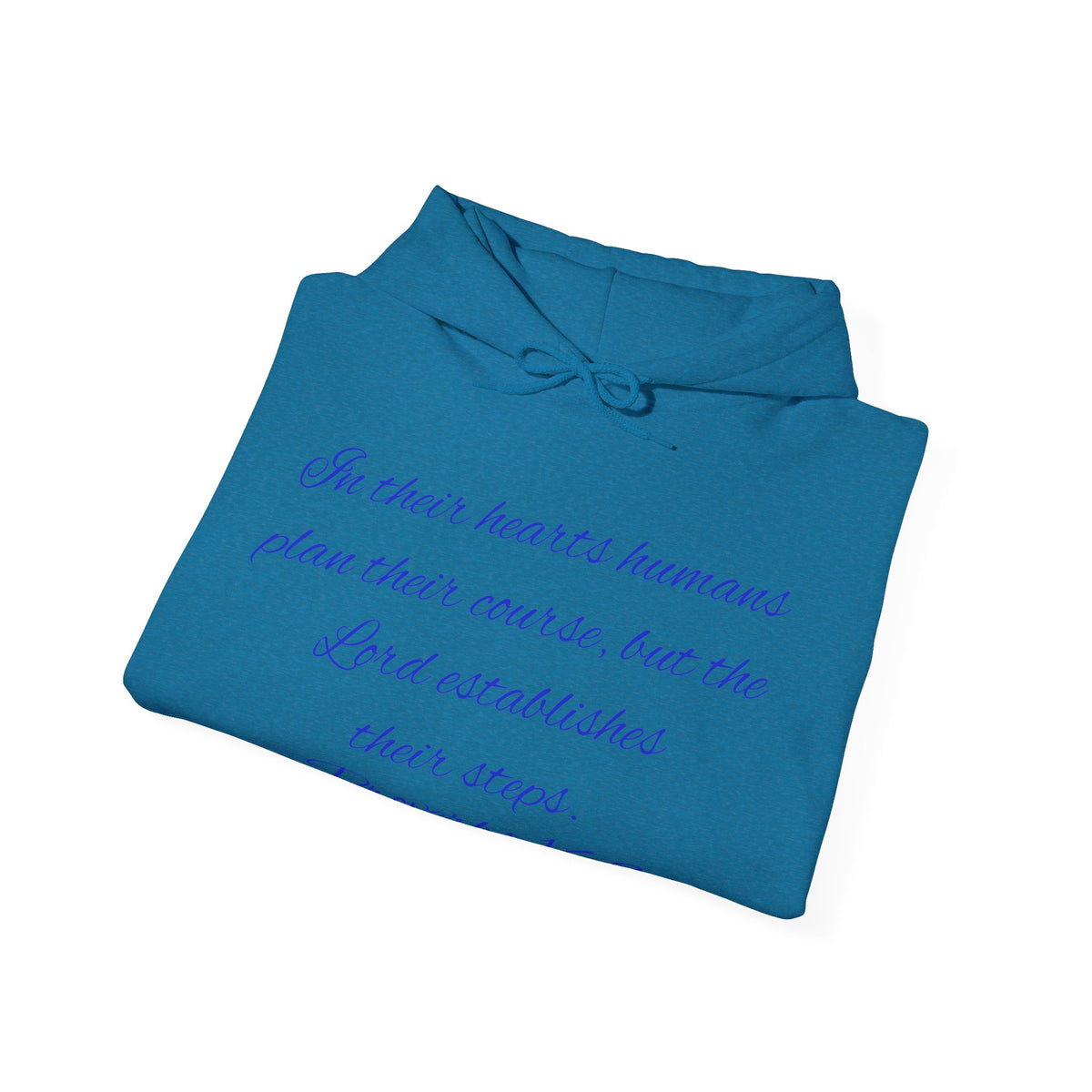 Christian Faith Hoodie — Proverbs 16:9 Inspirational Pullover with Vintage Signback Graphic