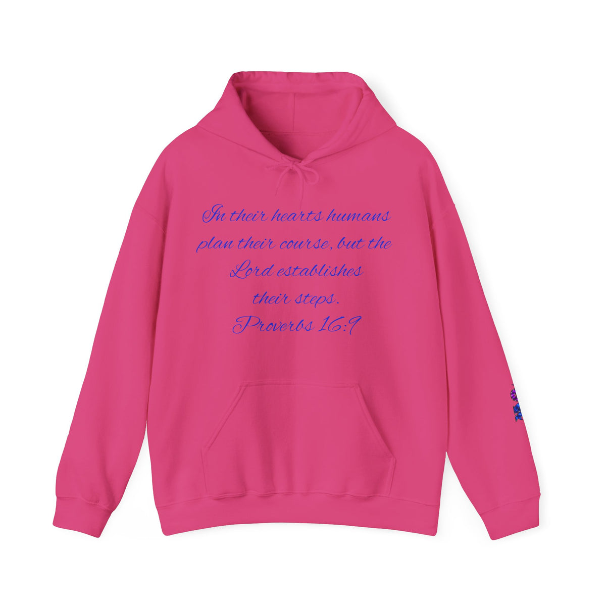 Christian Faith Hoodie — Proverbs 16:9 Inspirational Pullover with Vintage Signback Graphic