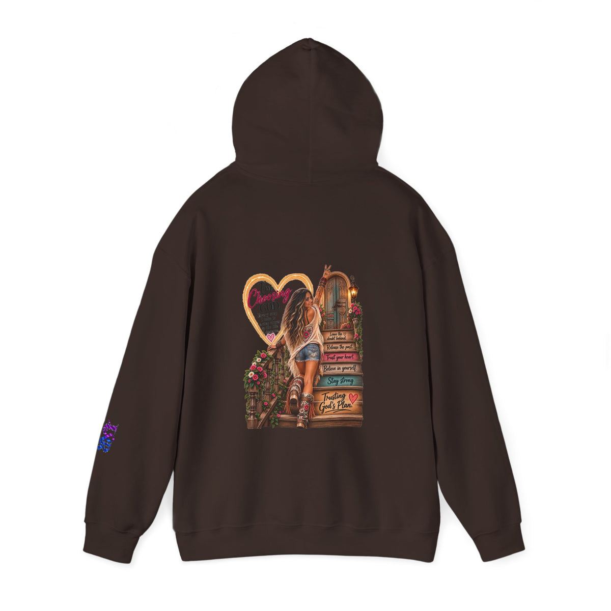 Christian Faith Hoodie — Proverbs 16:9 Inspirational Pullover with Vintage Signback Graphic