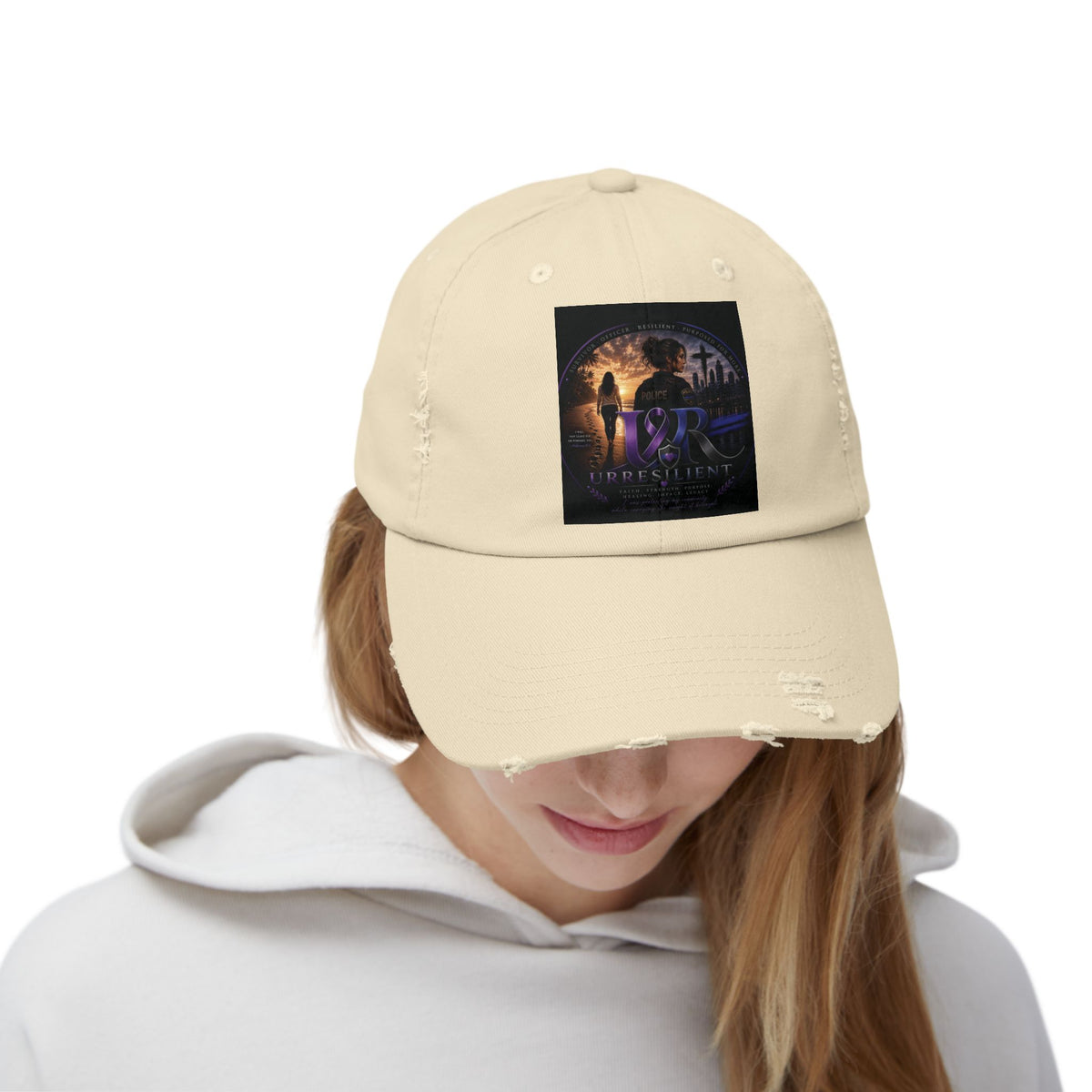 Distressed Baseball Cap — Retro Sci‑Fi Poster Design