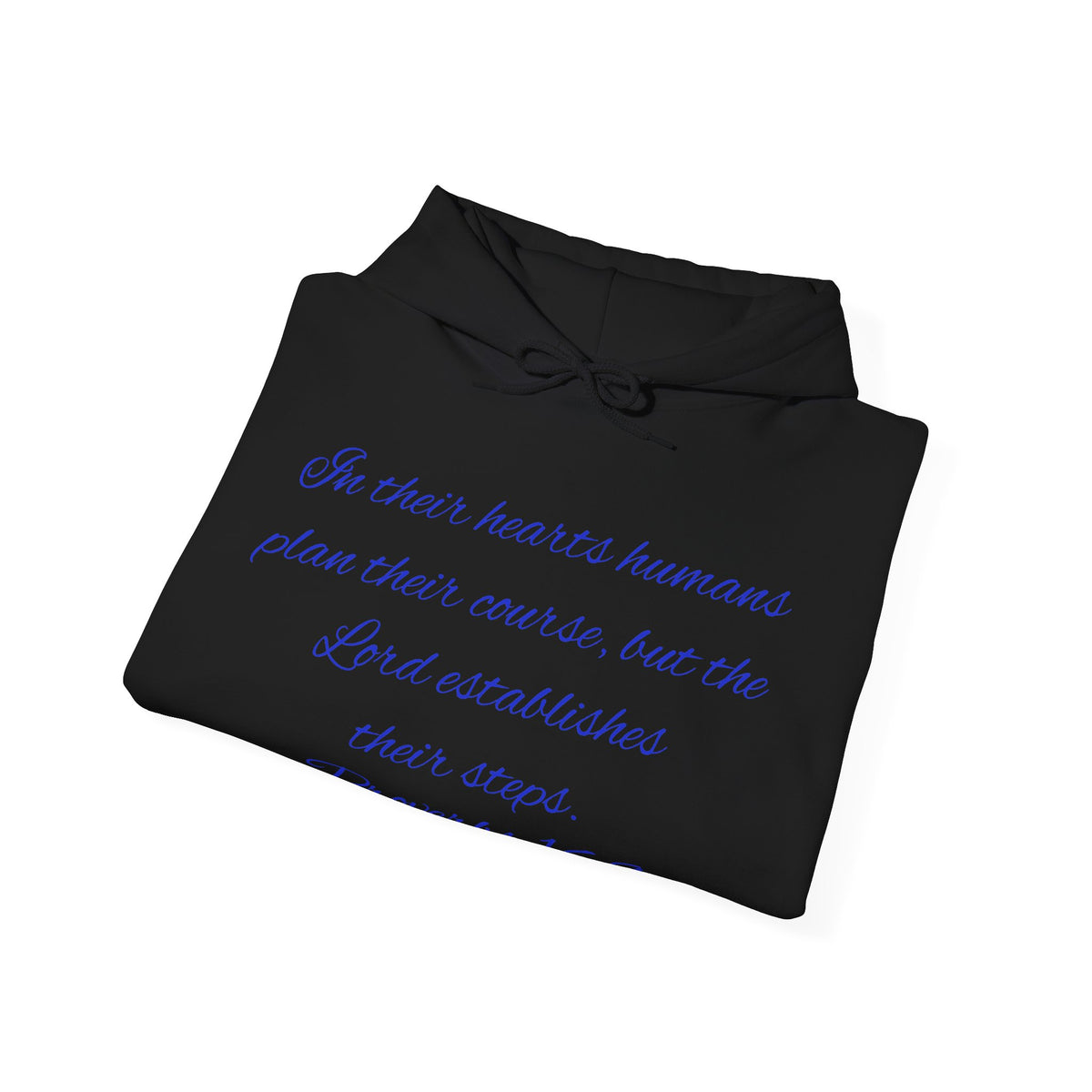 Christian Faith Hoodie — Proverbs 16:9 Inspirational Pullover with Vintage Signback Graphic