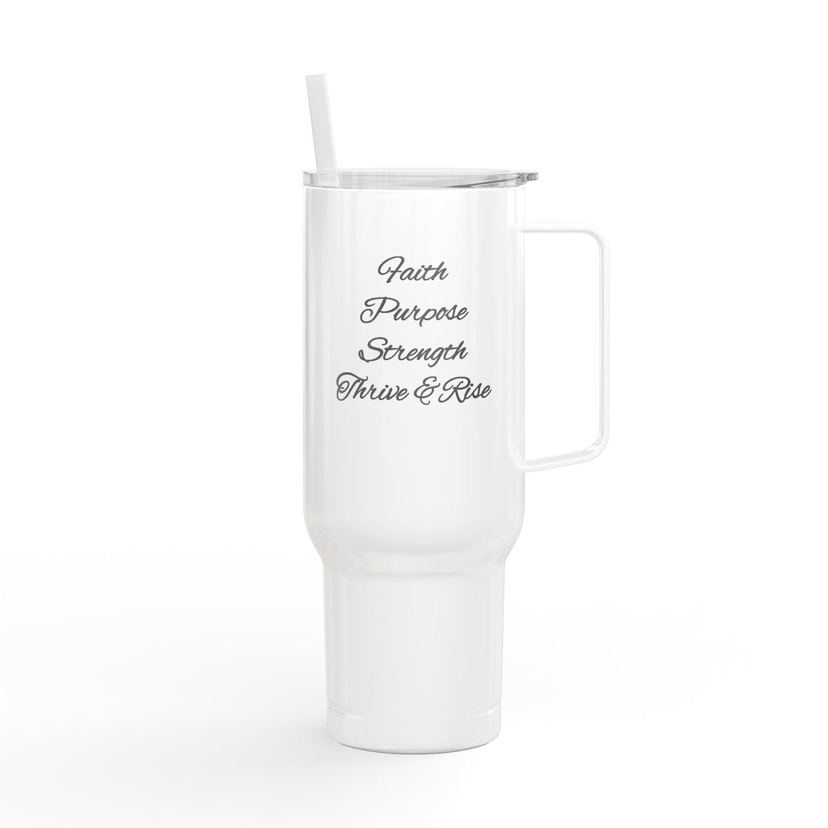 40oz Engraved Tumbler with Lid — "It’s Bigger on a Team but Victorious in Christ" Christian Travel Mug